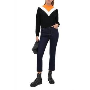 NEW VALENTINO colorblock viscose pullover sweater in black